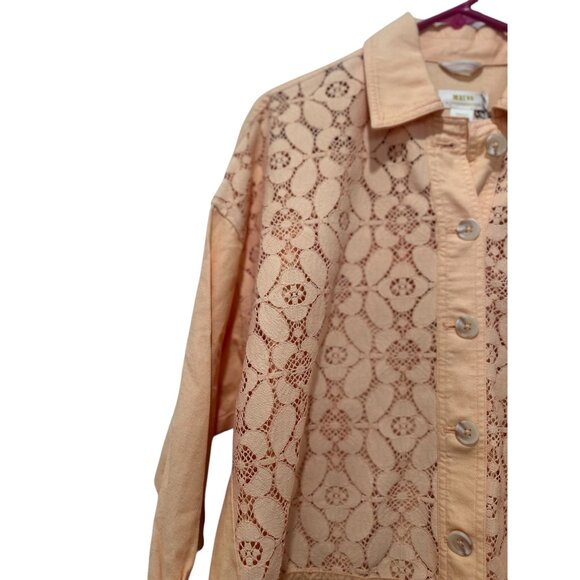 Anthropologie Maeve Lace Shirt Jacket Women Small Orange Shacket Cottage Western - Picture 15 of 16